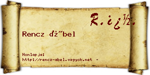 Rencz Ábel névjegykártya